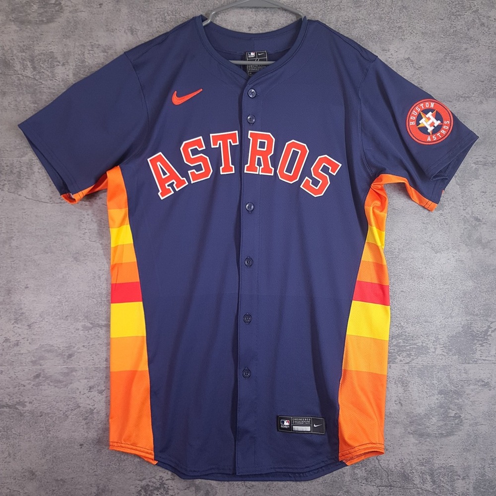 NIKE Authentic Houston Astros Vapor Elite Baseball Jersey Mens 44 LARGE Rainbow